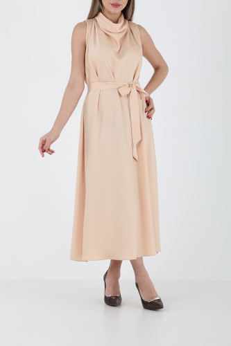 Degraje Yakalı Saten Elbi̇se APRICOT