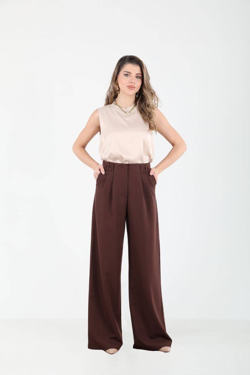 DÜĞME DETAYLI PİLELİ PANTOLON EL-1178 - 4