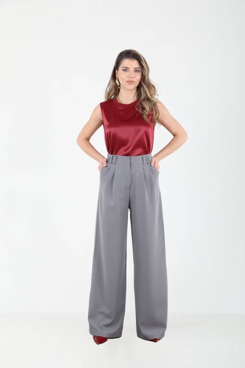 DÜĞME DETAYLI PİLELİ PANTOLON EL-1178 - 1