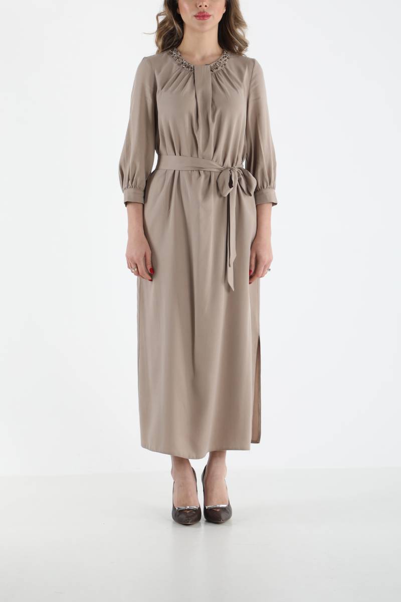 EL İŞİ DETAYLI TENCEL ELBİSE EL-4230 - 1