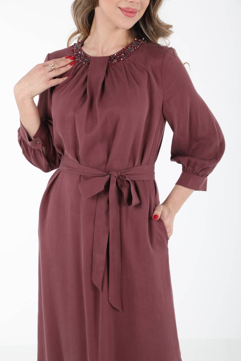 EL İŞİ DETAYLI TENCEL ELBİSE EL-4230 - 9