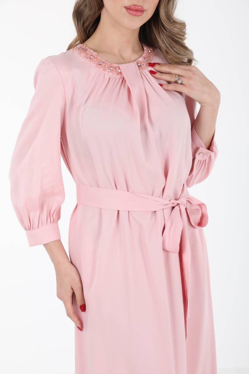 EL İŞİ DETAYLI TENCEL ELBİSE EL-4230 - 15