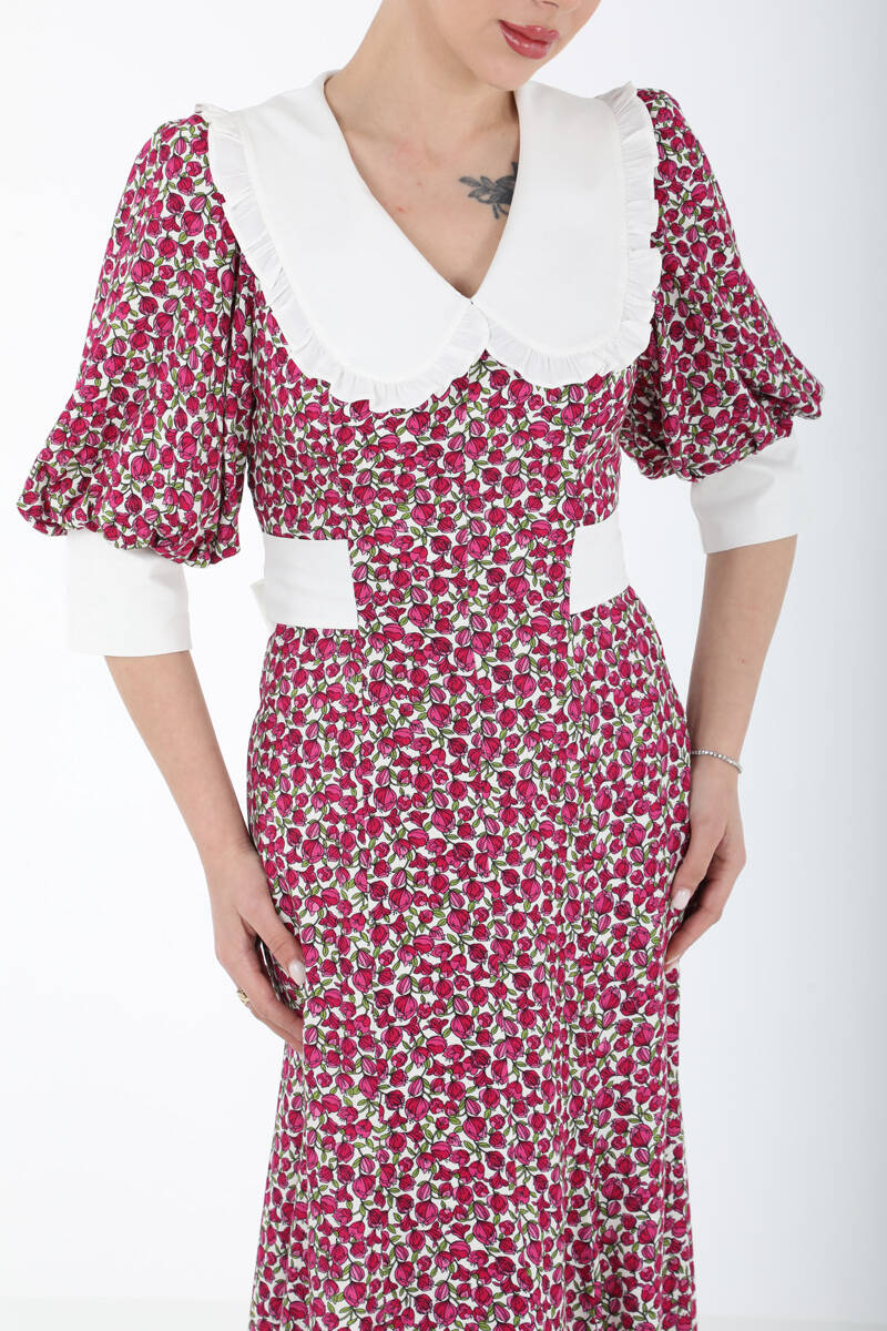 PAMUK BEBE YAKALI EMPİRME ELBİSE EL-4302 - 6