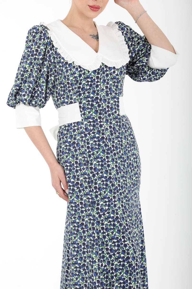 PAMUK BEBE YAKALI EMPİRME ELBİSE EL-4302 - 9