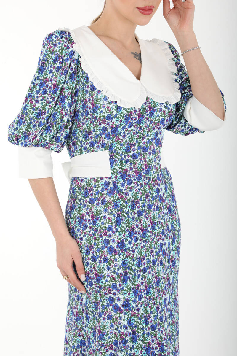 PAMUK BEBE YAKALI EMPİRME ELBİSE EL-4302 - 12