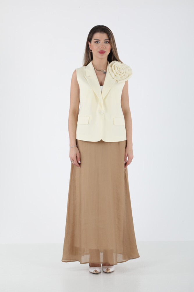TENCEL YELEKLİ İKİLİ SET EL-2644 CAMEL