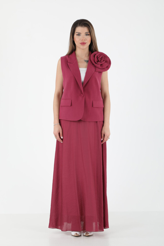 TENCEL YELEKLİ İKİLİ SET EL-2644 MÜRDÜM