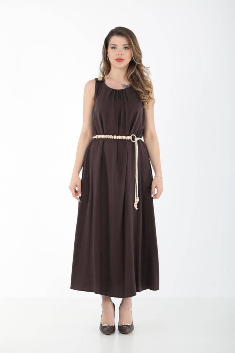 YAKASI PİLELİ TENCEL GÜNLÜK ELBİSE EL-4291 - 1