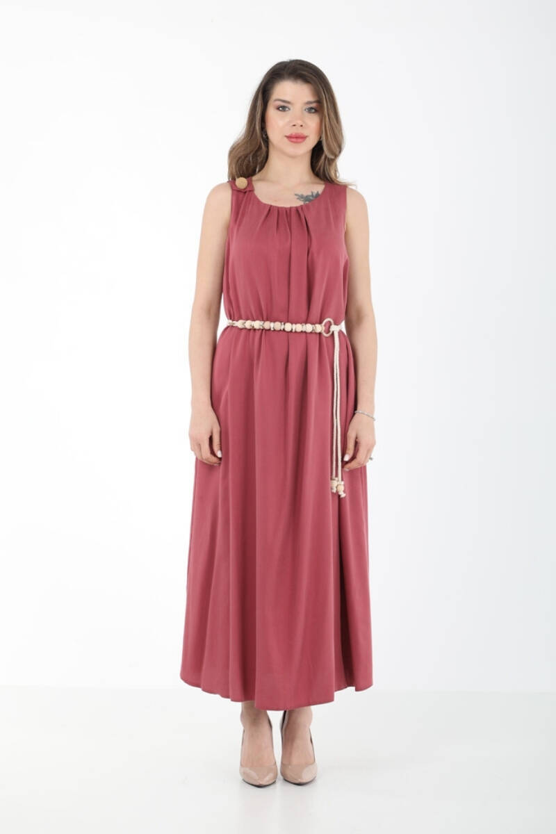YAKASI PİLELİ TENCEL GÜNLÜK ELBİSE EL-4291 - 4