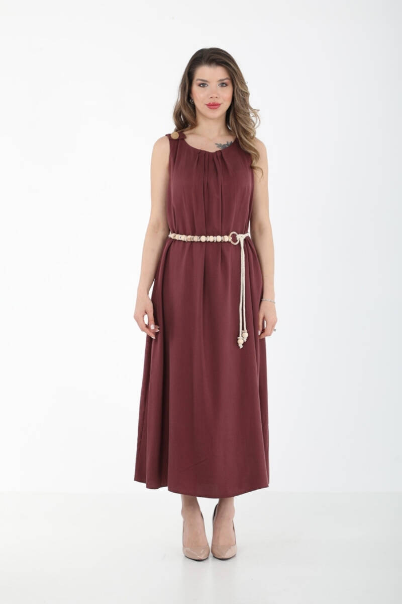 YAKASI PİLELİ TENCEL GÜNLÜK ELBİSE EL-4291 - 7