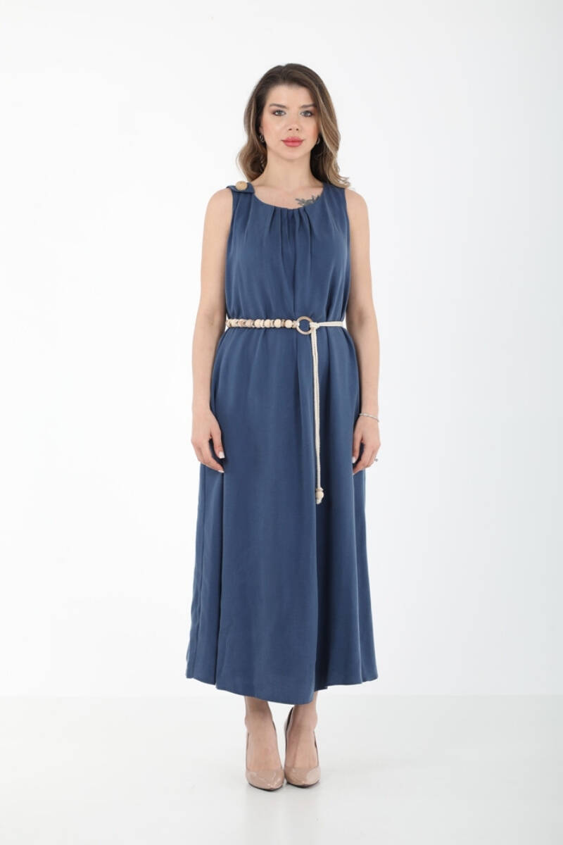 YAKASI PİLELİ TENCEL GÜNLÜK ELBİSE EL-4291 - 10