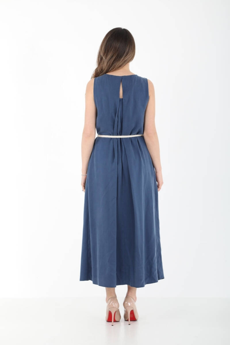 YAKASI PİLELİ TENCEL GÜNLÜK ELBİSE EL-4291 - 11