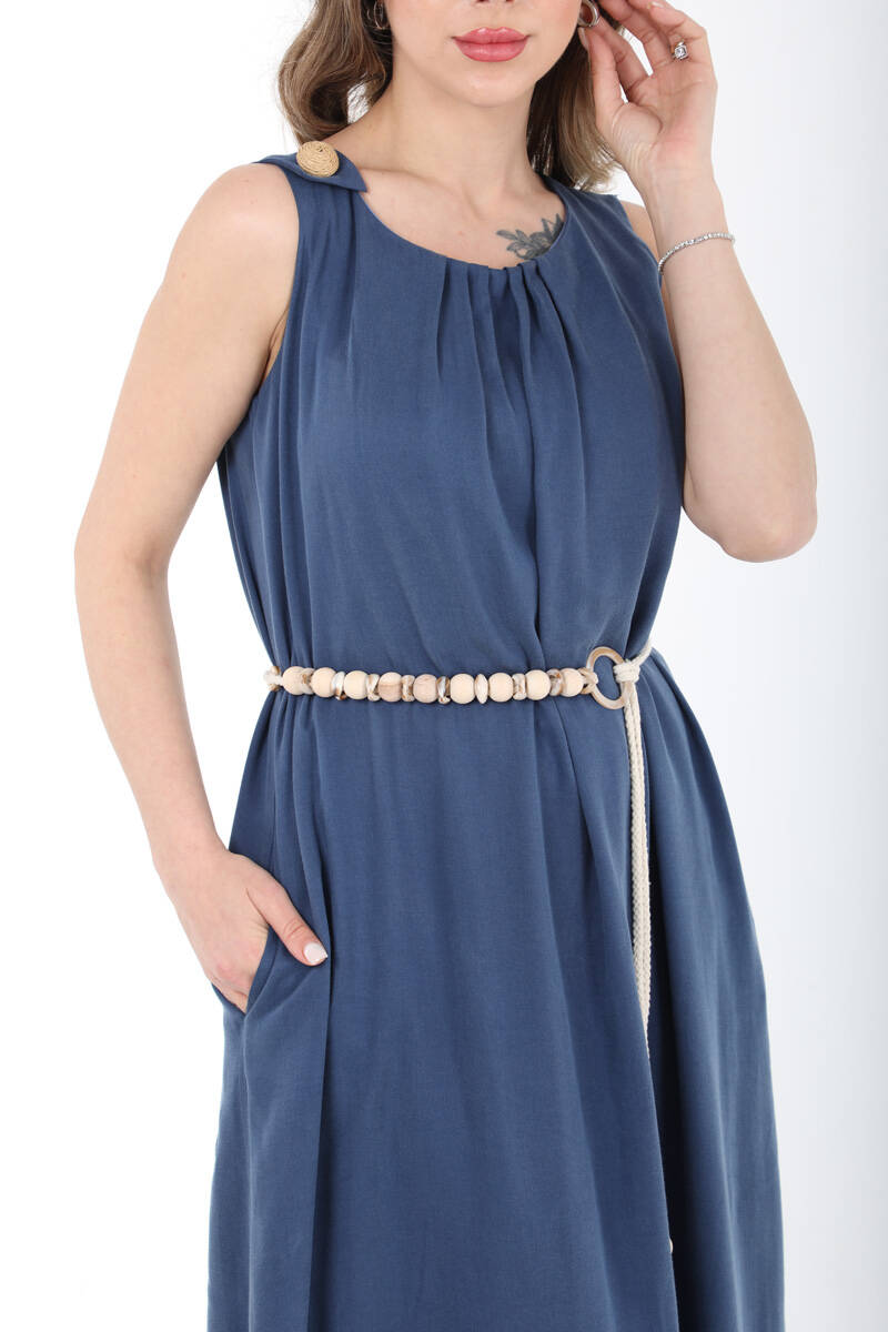 YAKASI PİLELİ TENCEL GÜNLÜK ELBİSE EL-4291 - 12