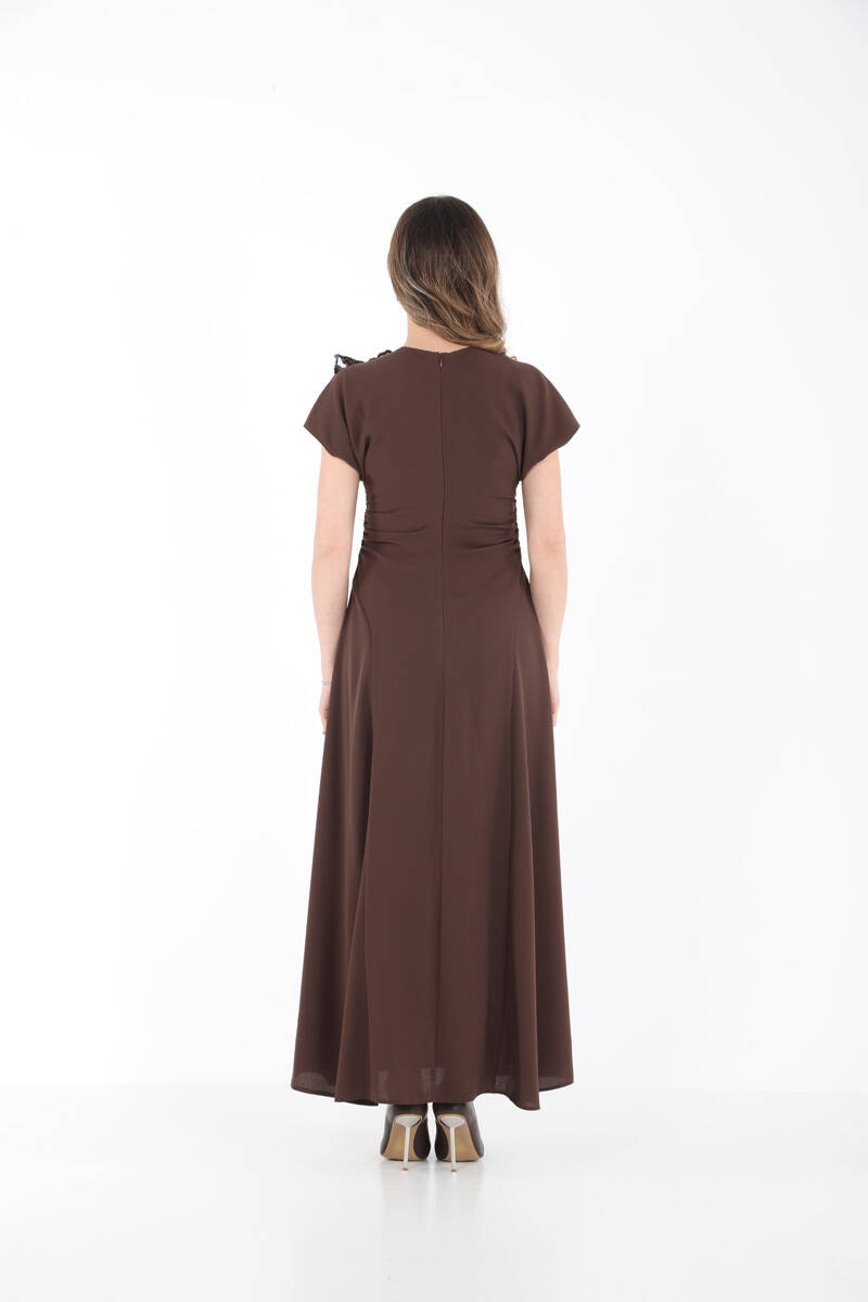 YANLARI DRAPELİ ŞIK KOKTEYL ELBİSE EL-4299 - 5