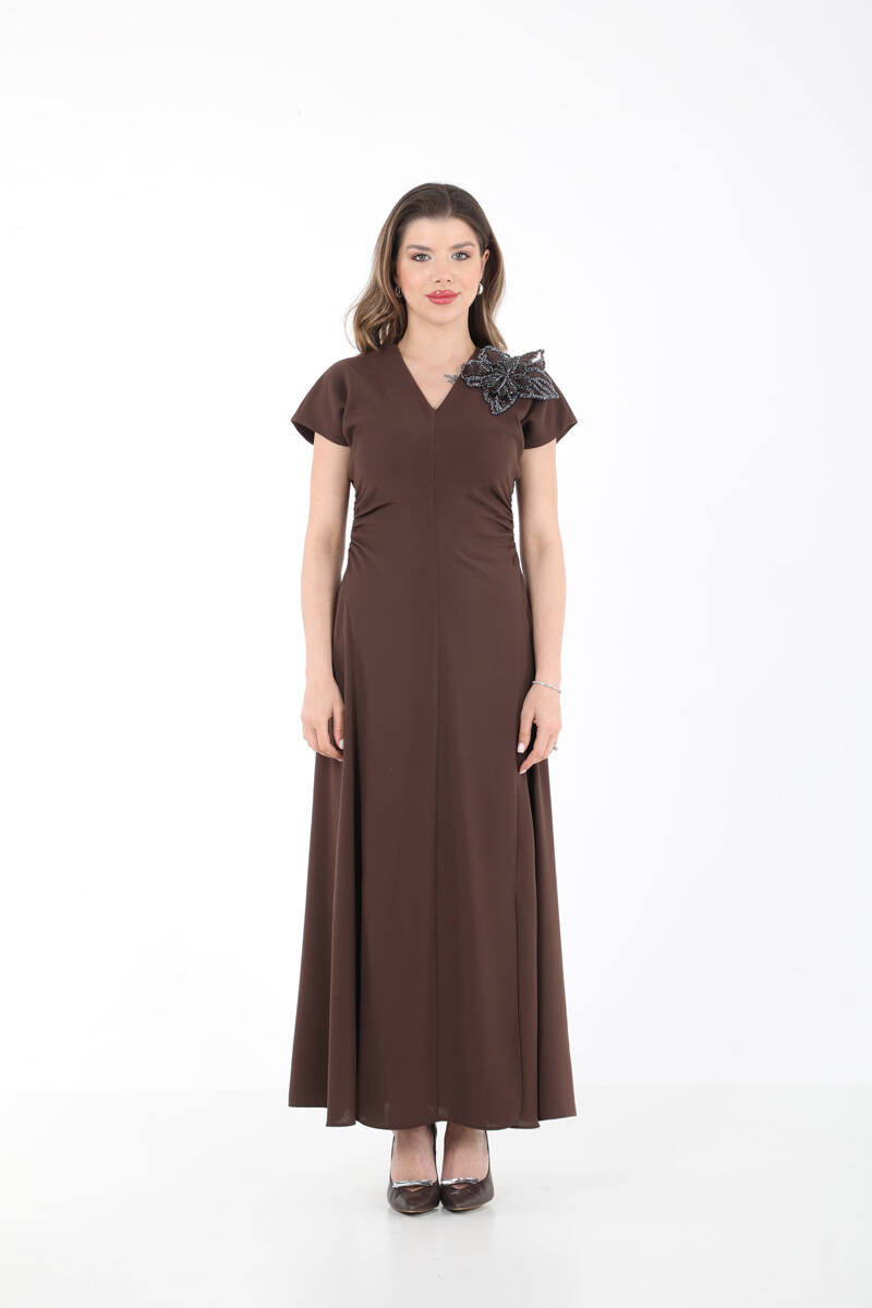 YANLARI DRAPELİ ŞIK KOKTEYL ELBİSE EL-4299 - 4